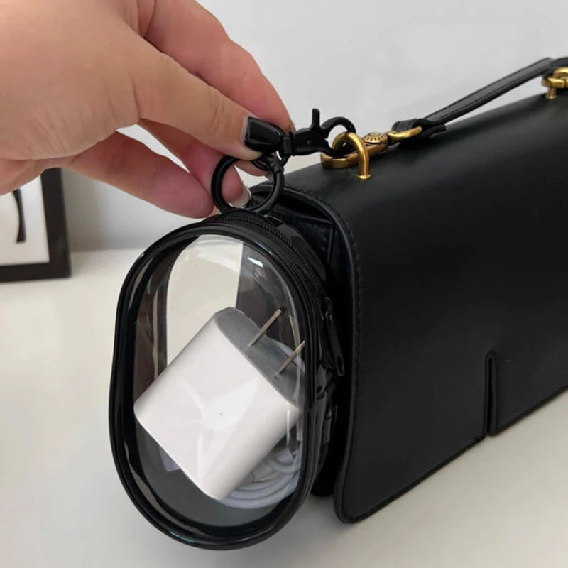 Clear Storage Bag with Hanging Hook – Multi-Purpose Travel Organizer Pouch for Cables & Cosmetics