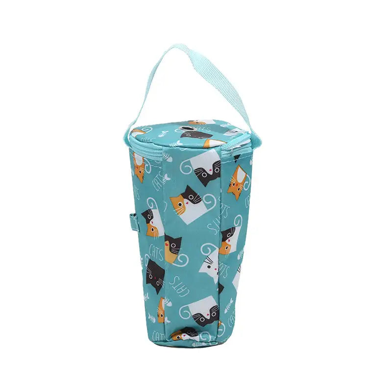 Milk Tea Cup Holder Insulated Portable Handheld Carrier for Office Student Carrying Fresh Keeping Cup Bag Cover Peaceful Pleasures Health and Wellness Blue