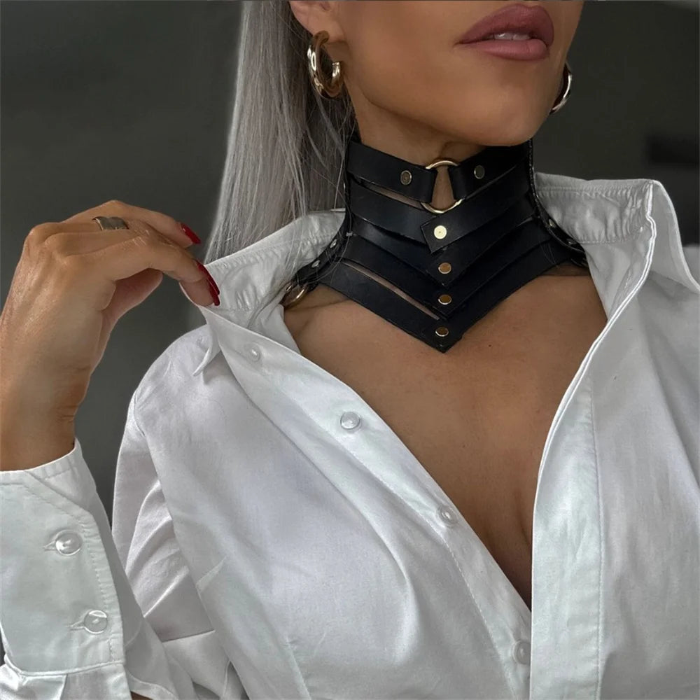 Black Sexy Trendy Rock Gothic Collar Necklaces Jewelry Leather Belt