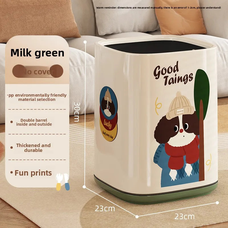 Adorable Waste Bin with Fun Pattern - Double Bucket Design, Anti-Stain & Oil-Resistant, Home Accessory Peaceful Pleasures Health and Wellness Dog