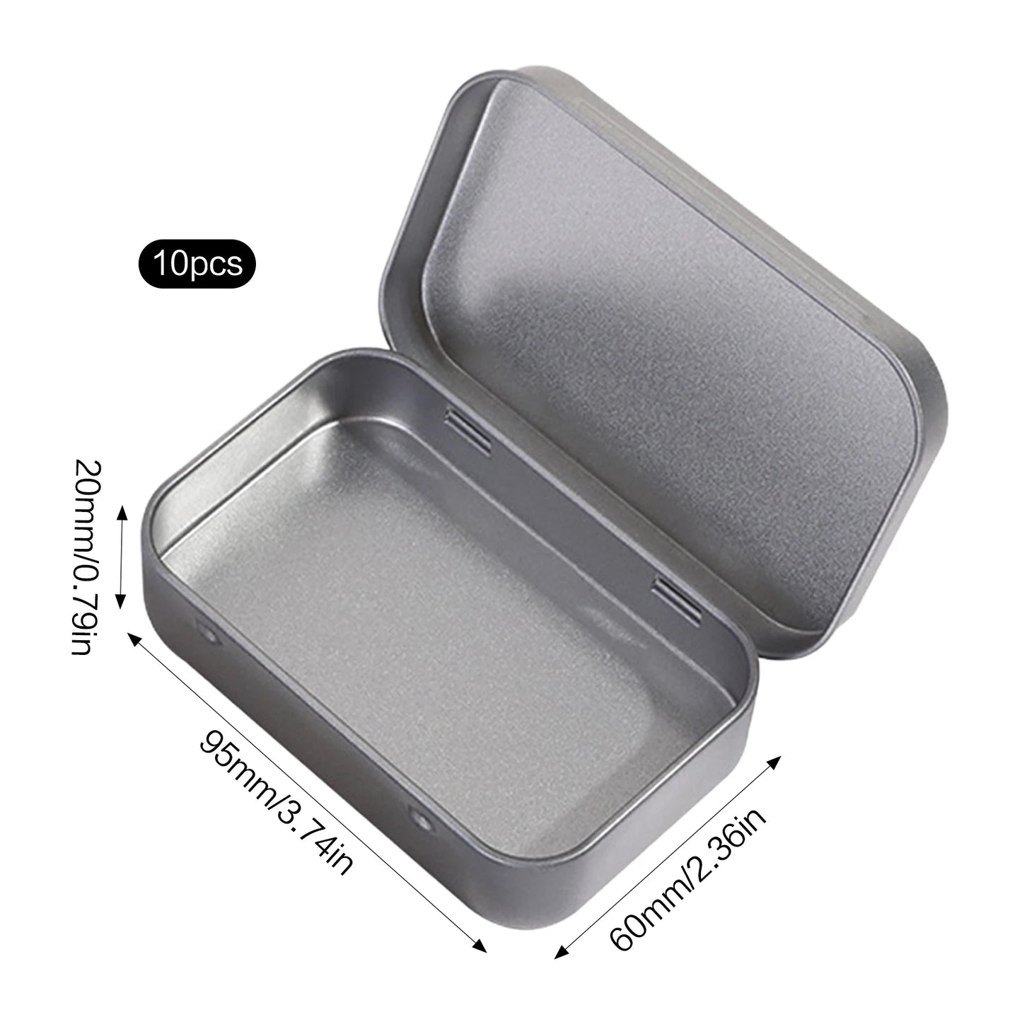 10PCS Metal Empty Hinged Tins Box Silvery Metal Hardware Iron Box with Lids for Keychains USB Flash Drive Small Items Peaceful Pleasures Health and Wellness