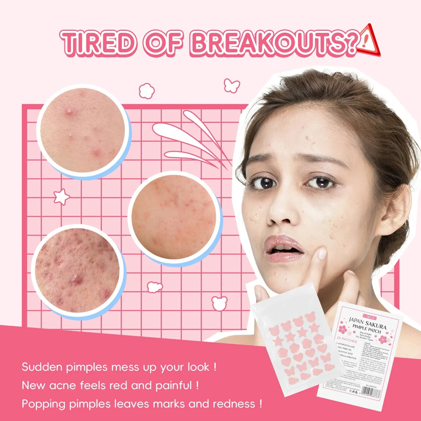 Laikou Sakura Acne Patches – Pimple Concealer Dots 24pc