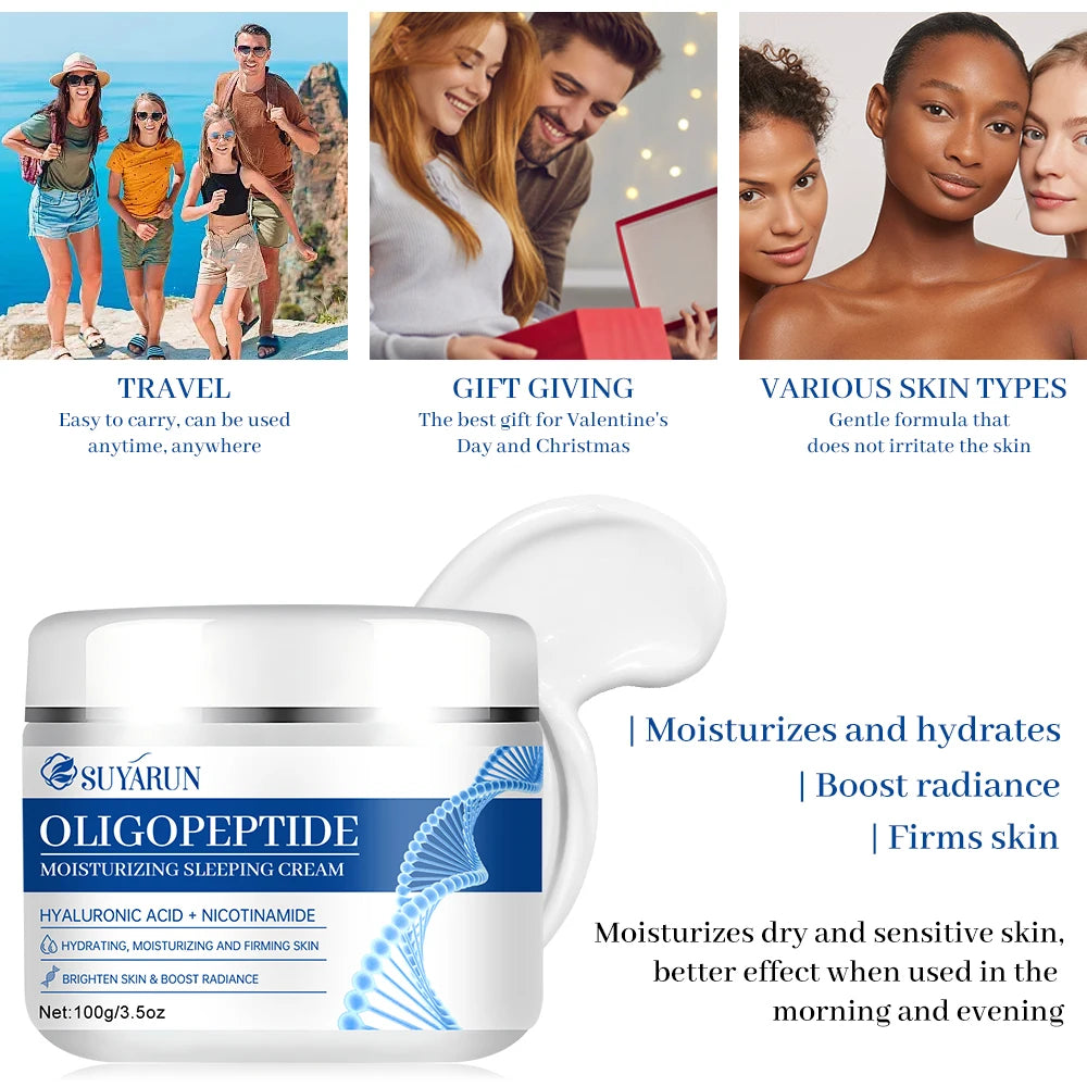 SUYARUN Oligopeptide Sleeping Cream Hydrating Night Moisturizer Anti-Aging Repair Firming Cream for Dry Sensitive Skin. Peaceful Pleasures Health and Wellness
