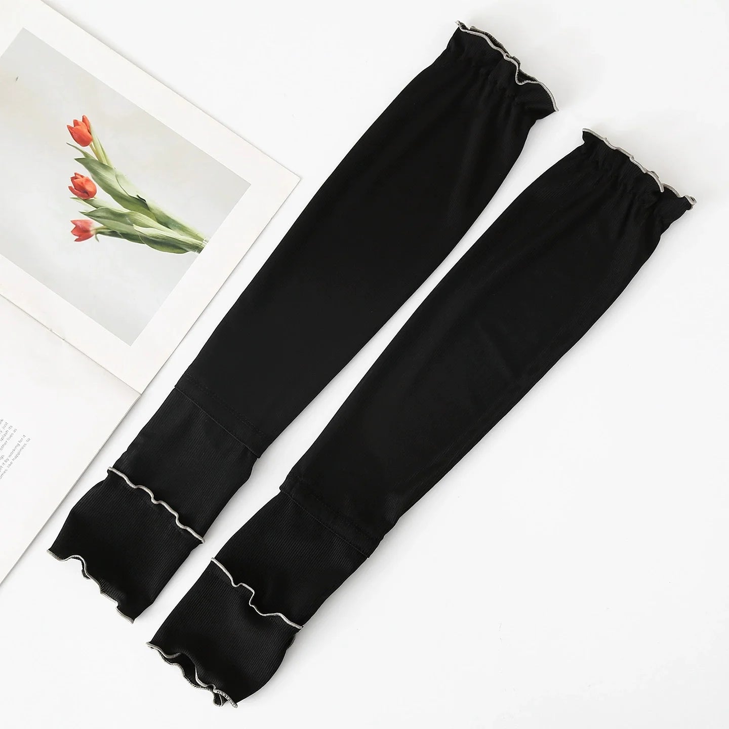 Ice Silk UV Protection Arm Sleeves – Cooling Sun Cover UV Cooling Arm Sleeves Peaceful Pleasures Health and Wellness Black