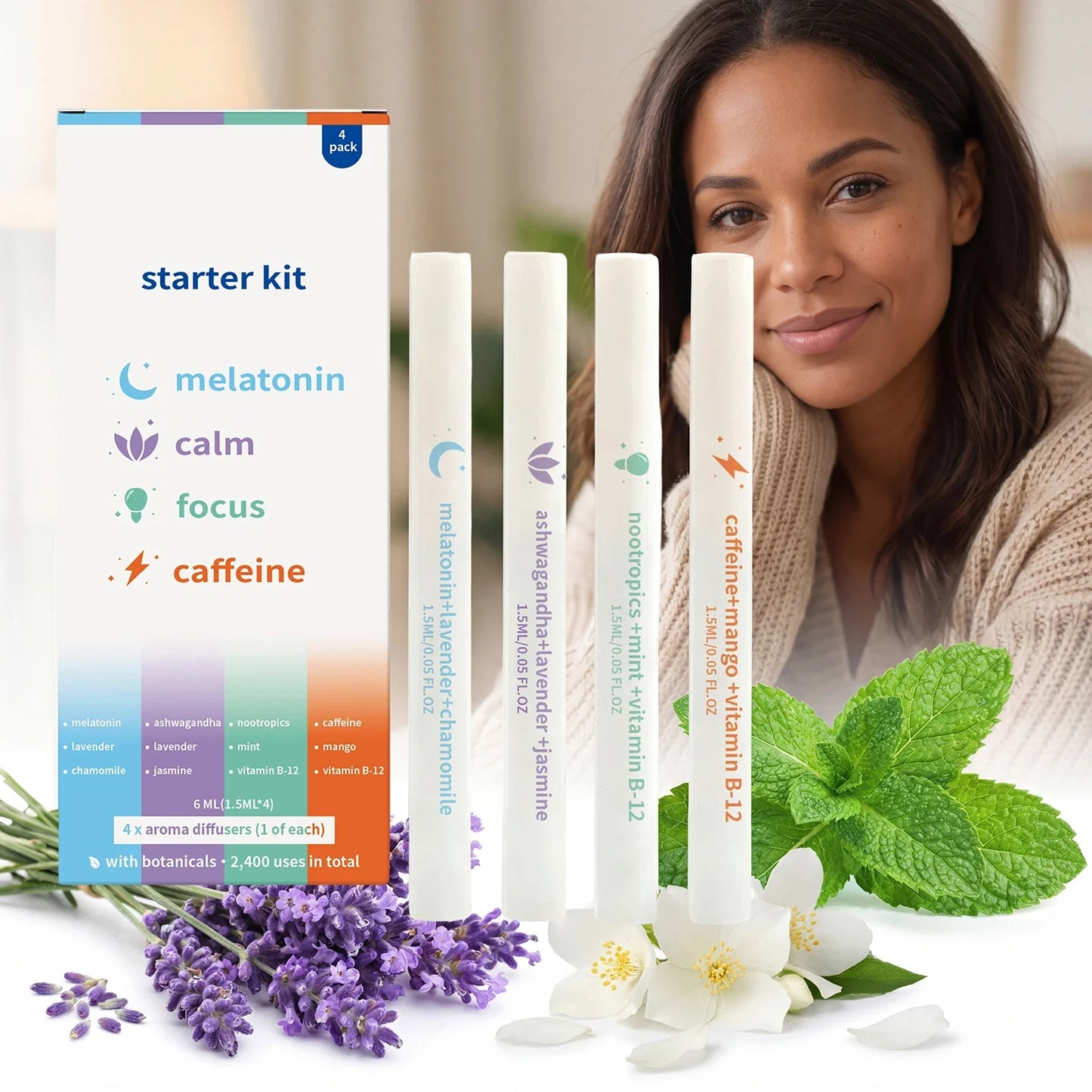 Herbal Nasal Care Stick Set – Natural Essential Oil, 4-Pack