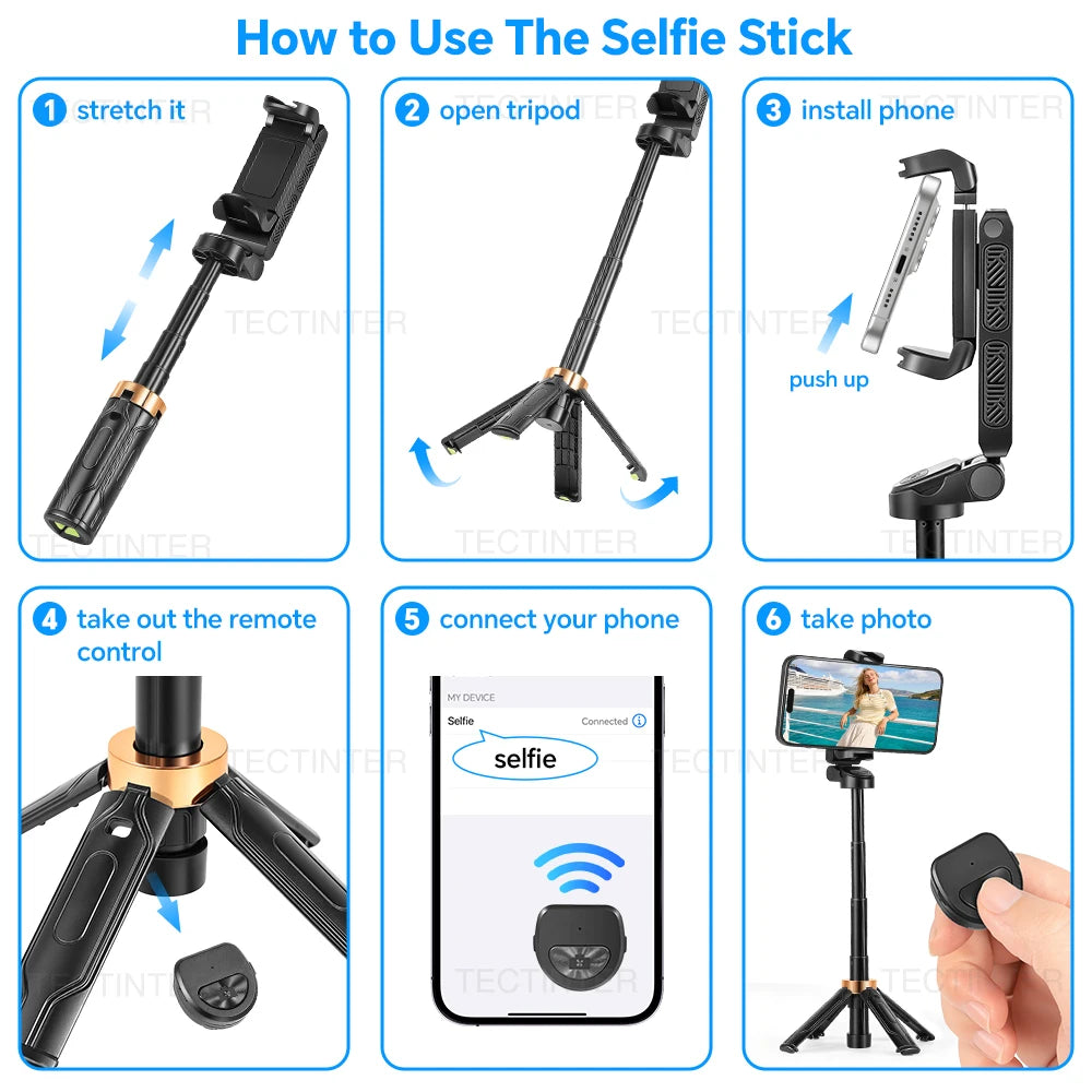 Foldable Selfie Stick Tripod for Phone Portable Extendable Stand with Wireless Remote Mini Multi-Function Tripod For IOS/Android Peaceful Pleasures Health and Wellness