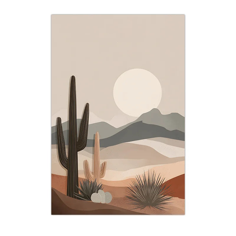 Boho Cactus Desert Sunset Canvas Wall Art Print | Unframed Canvas Wall Art Print Peaceful Pleasures Health and Wellness 01 50x70cm NoFrame China Mainland