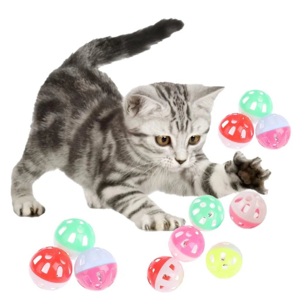 Cats Chase Relieve Boredom Entertainment Toys Pet Plastic Spherical Toys Cat Colorful Hollow Rolling Bell Ball Toy Pet Supplies Peaceful Pleasures Health and Wellness