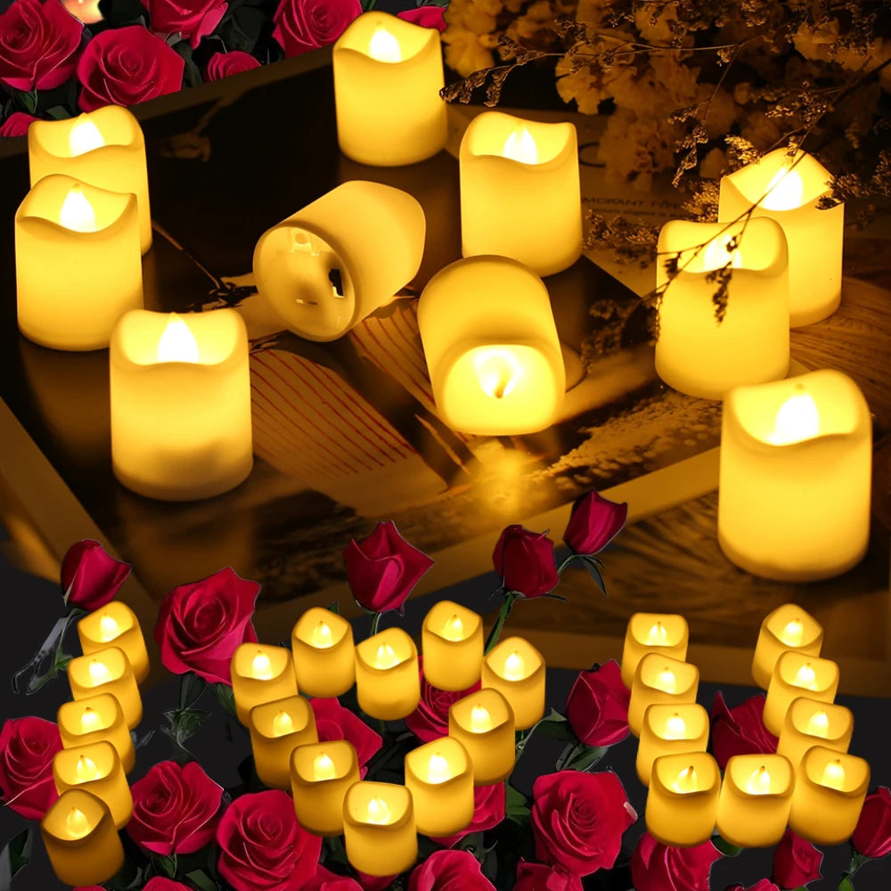12Pcs Flameless LED Tea Lights Realistic Battery Operated Candles Tealights Electric Candles for Halloween Weddings Christmas Peaceful Pleasures Health and Wellness