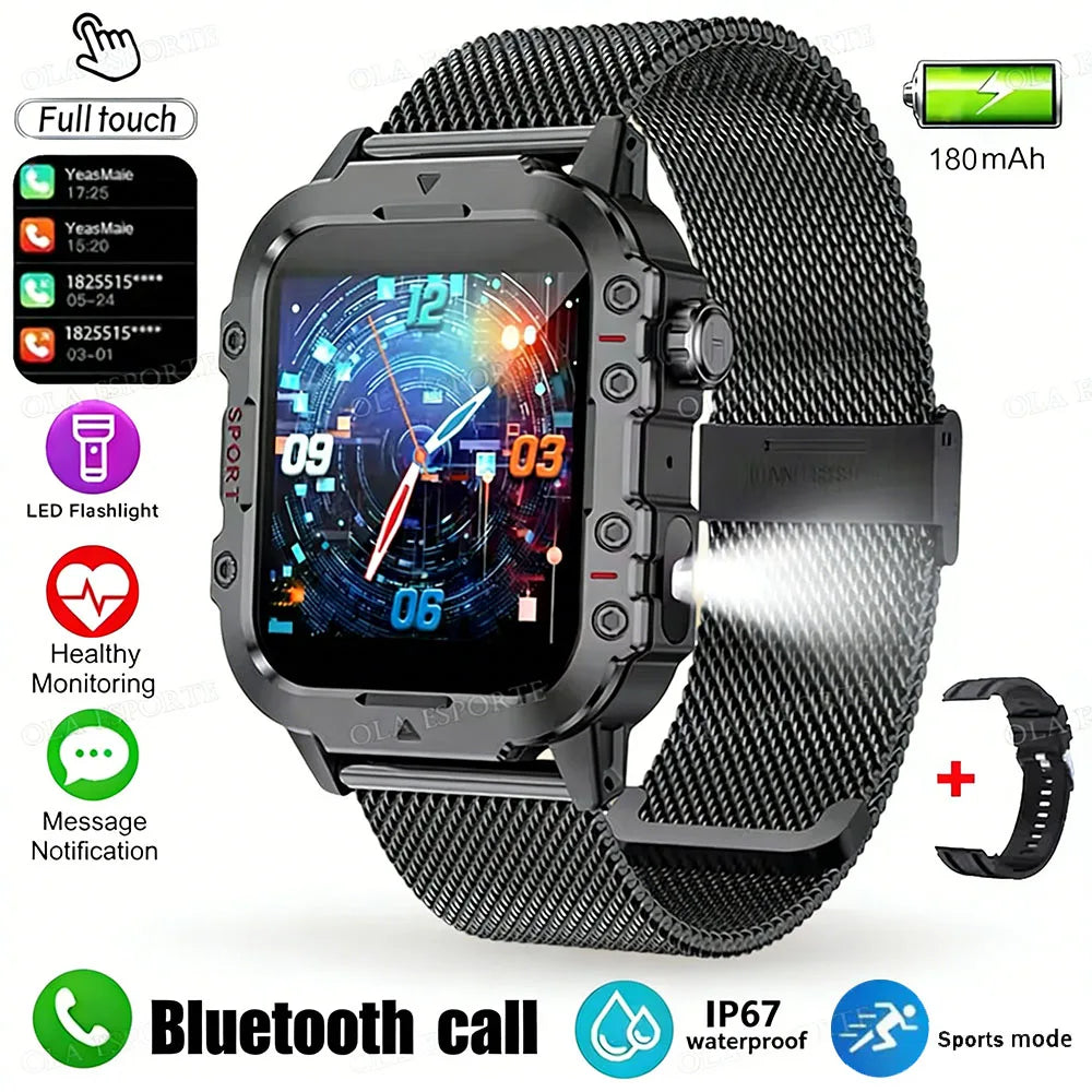 Military Sports Smartwatch | Flashlight, Calls, 3ATM Waterproof