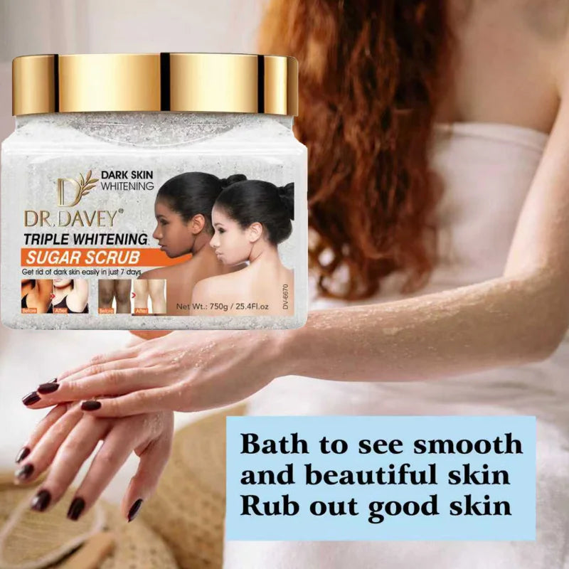 DR. DAVEY TRIPLE WHITENING Sugar Scrub Large Capacity Family Pack Body Scrub Gentle Deep Cleansing Skin Peaceful Pleasures Health and Wellness