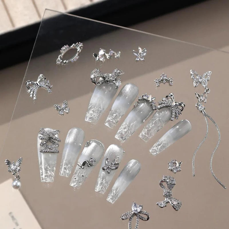 New Butterfly Zircon Rhinestone Nail Accessories Sparkling Bow Tie Chain Luxury French Nail Decoratio Peaceful Pleasures Health and Wellness