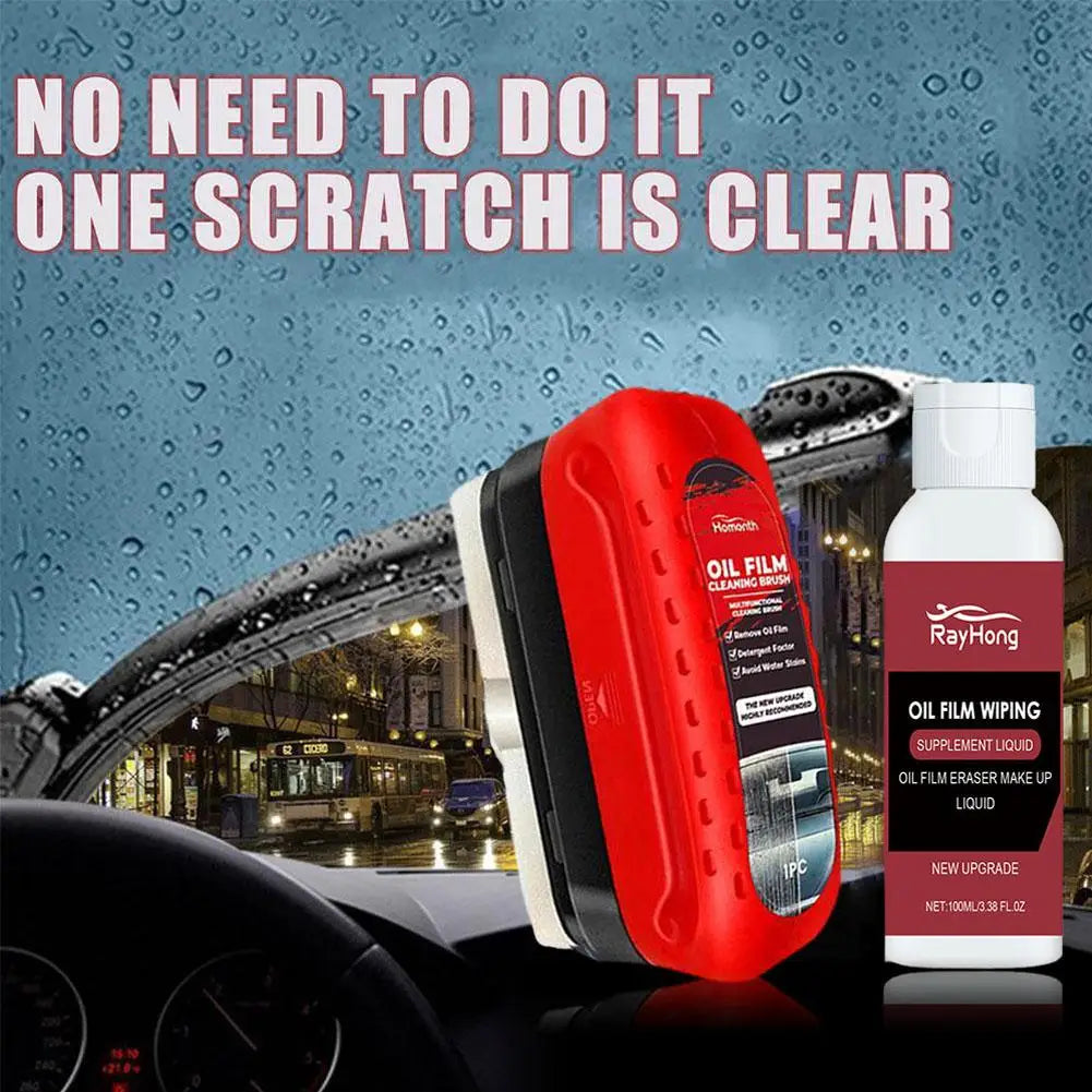 Car Glass Oil Film Remover Powerful Front Inner Windshield Oil Film Stain Removal Glass Oil Film Cleaning Brush Peaceful Pleasures Health and Wellness