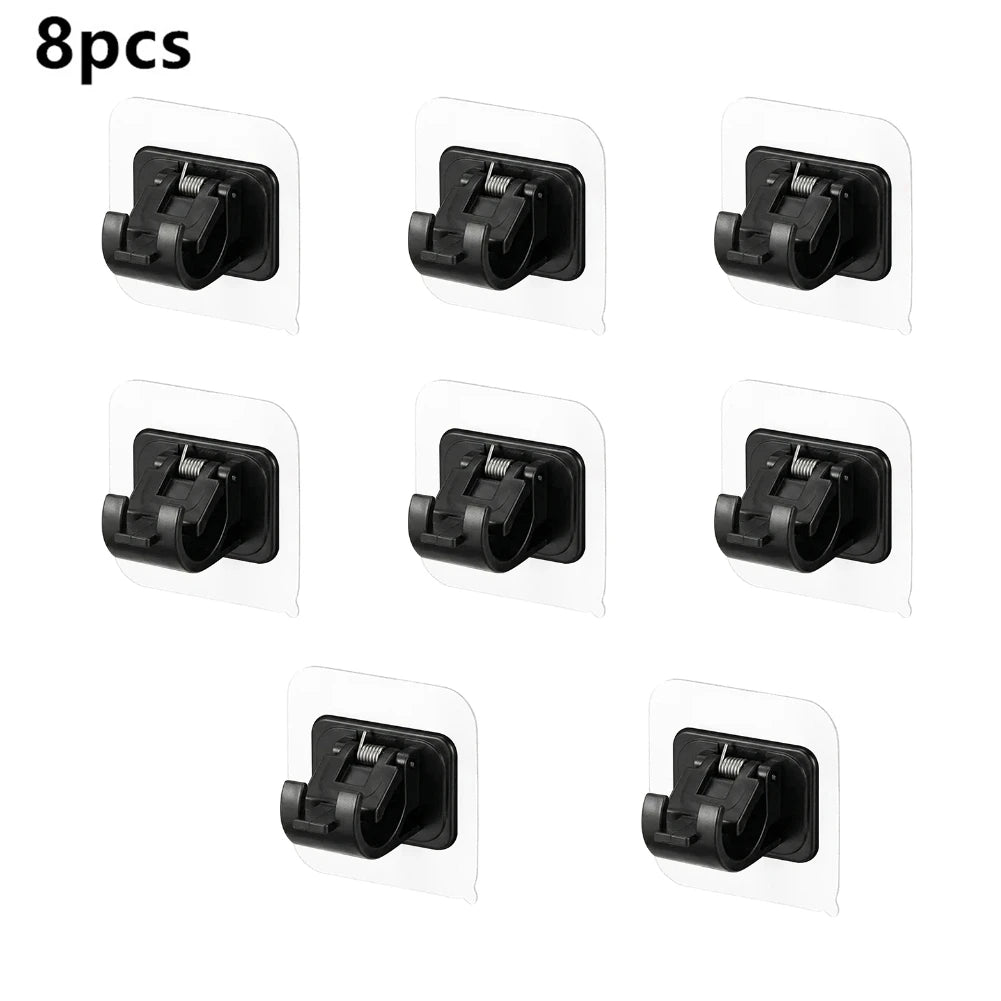 Self-Adhesive Curtain Rod Clip Hooks | No-Drill Wall Holder Set