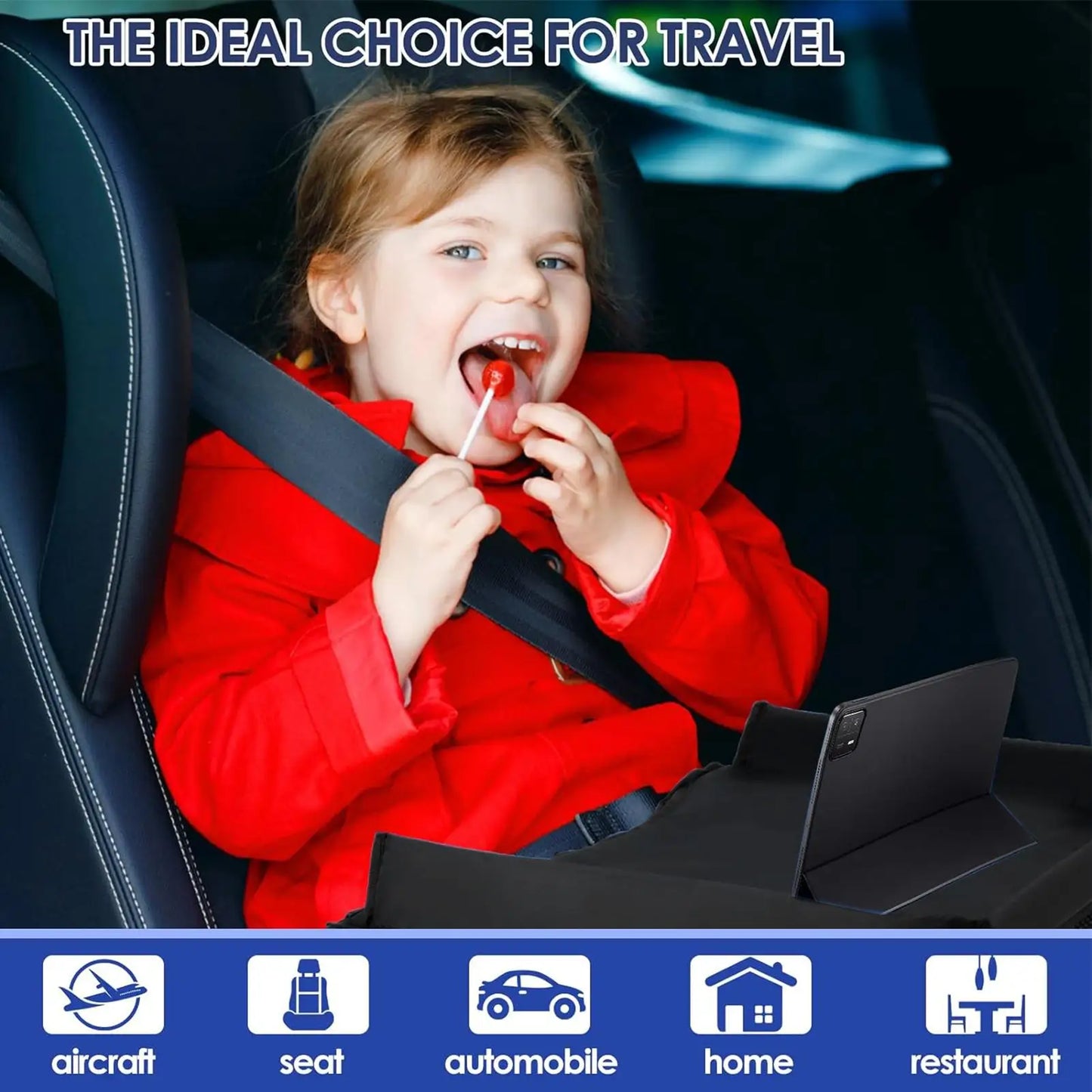 Kids Car Seat Travel Tray – Foldable Play Table & Organizer