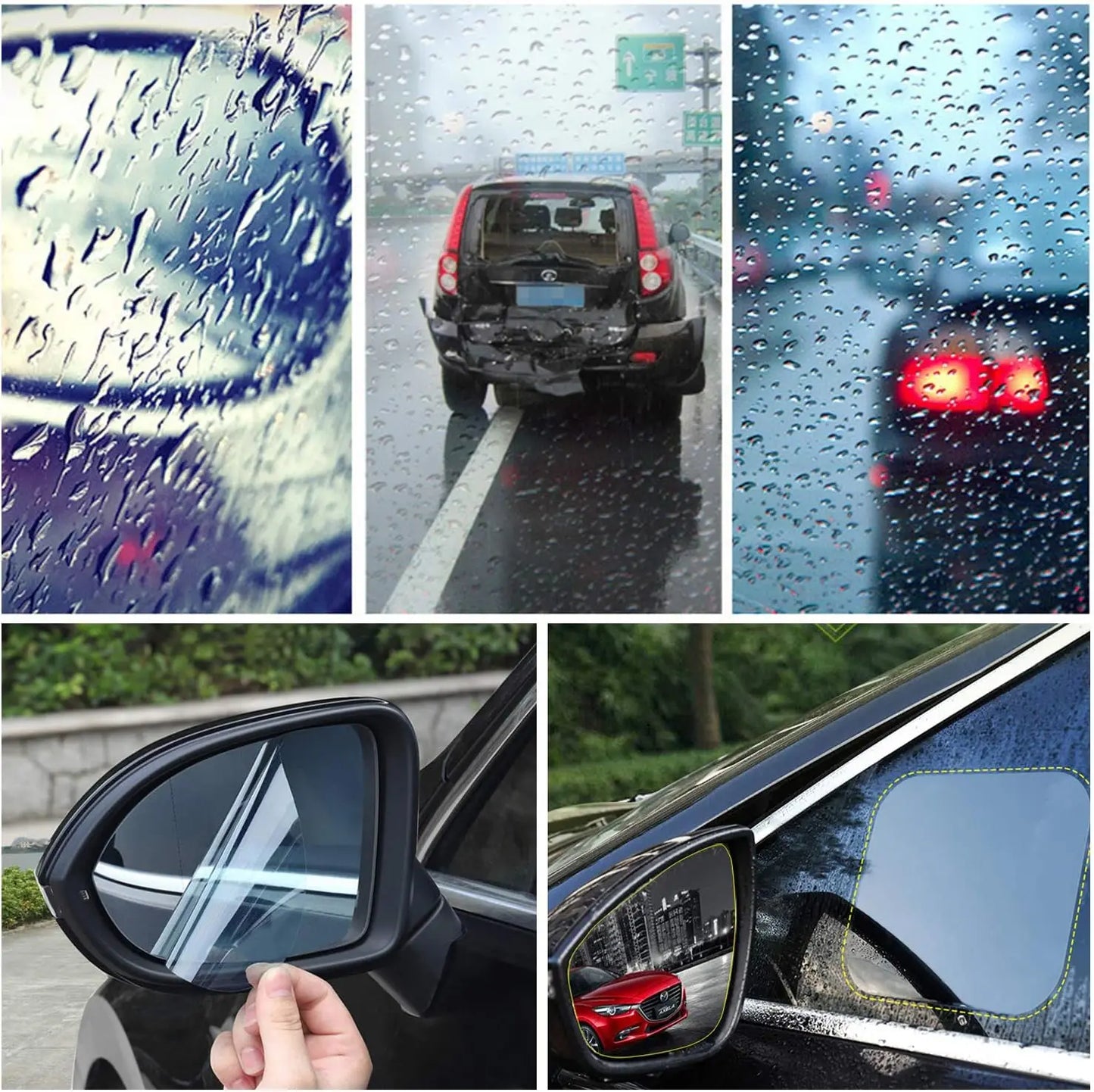 2PCS New Rainproof Film Sticker Car Rearview Mirror Protective Rain Proof Anti Fog Waterproof Sticker Window Transparent Sticker Peaceful Pleasures Health and Wellness