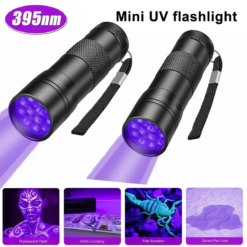 UV Blacklight Flashlight 9/12 LED 395nm – Pet Stain Detector