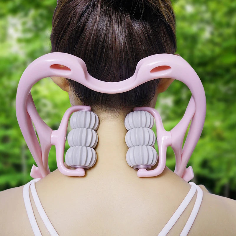 Cervical Neck Massager, Manual Neck Clamp Multifunctional Kneading Roller 6-Ball Shoulder And Neck Relaxation Massager Peaceful Pleasures Health and Wellness