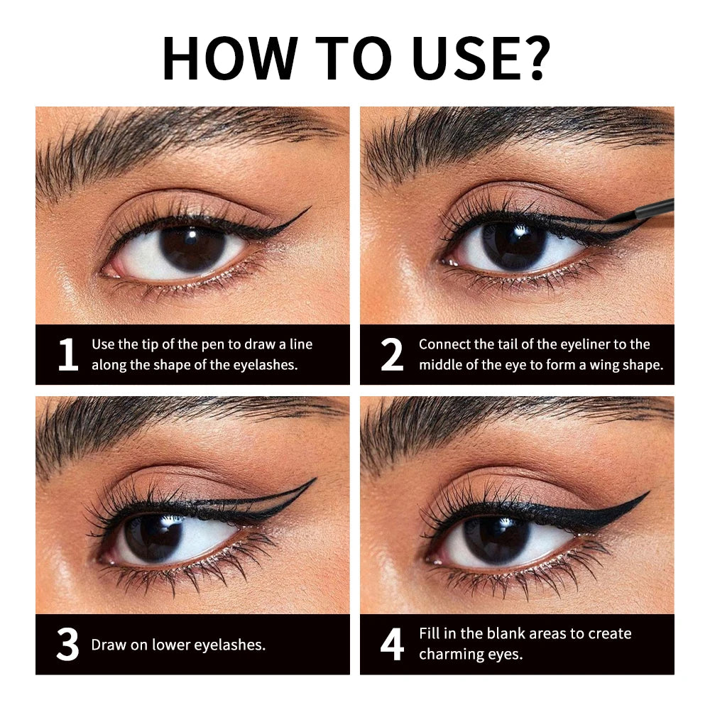 Liquid Eyeliner, Highly pigmented liquid eyeliner with ultra-fine brush tip, easy-glide, smudge-proof formula Peaceful Pleasures Health and Wellness