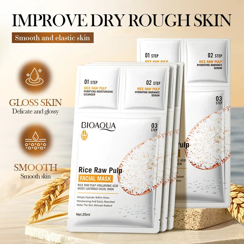 BIOAQUA White Rice Face Mask Set – Moisturizing & Brightening Kit