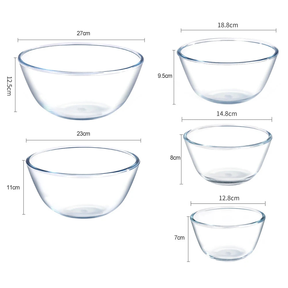 Transparent Thickened Glass Bowl Home Kitchen Microwave Oven Special Egg-Beating Dough-Kneading Salad Bowl Household Soup Bowl Peaceful Pleasures Health and Wellness