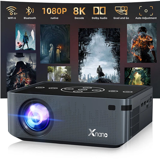 Xnano Smart Projector 8K Voice Control 1920*1080 Android 13 Dual Wifi BT5.0 Dolby Sound Home Outdoor Theater Cinema Projectors Peaceful Pleasures Health and Wellness