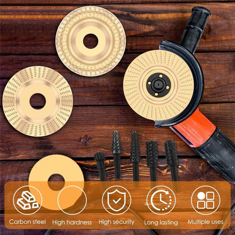 A36T-13Pcs Wood Carving Disc Set Bushing Angle Grinder Wood Grinding Wheel Burr Rasp Polishing Rotary Tool Accessories Peaceful Pleasures Health and Wellness