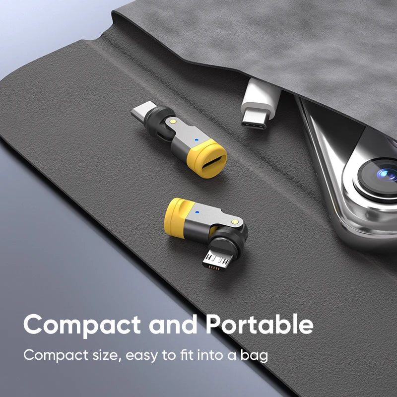 540° Rotating Magnetic USB-C Adapter | 3-in-1 Tips iPhone & Android