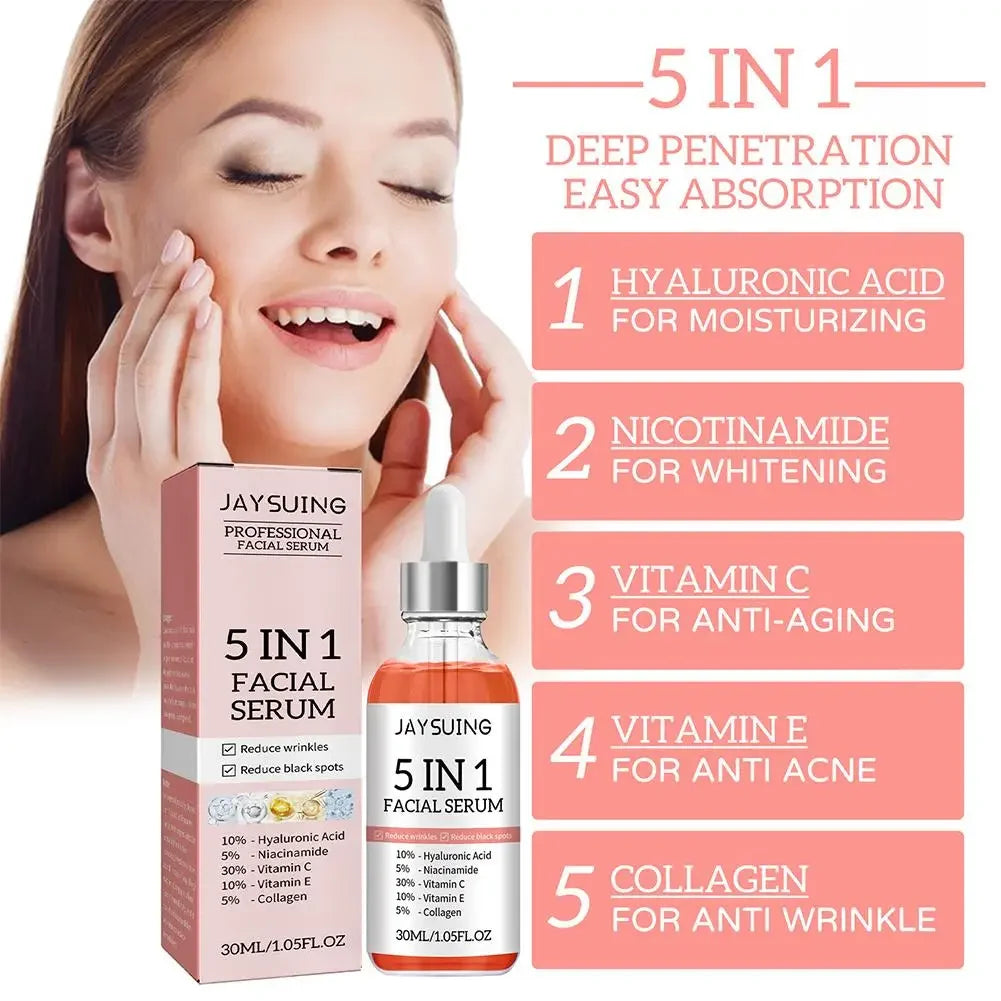 5-in-1 Face Serum – Vitamin C & Hyaluronic Acid, 2x30ml Peaceful Pleasures Health and Wellness
