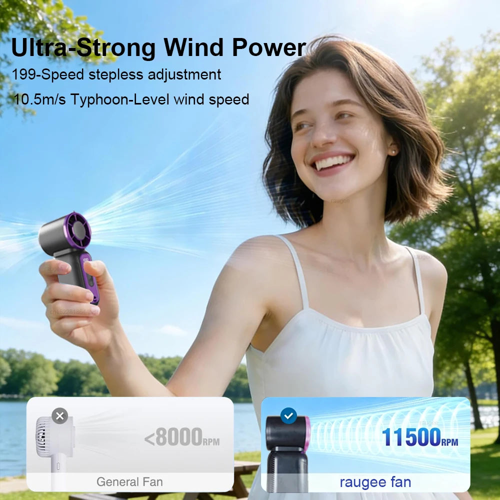 Mini Handheld Fan LED Digital Display Small Pocket Fan Portable Outdoor Personal Air Cooling Fan Rechargeable Hanging Neck Fan Peaceful Pleasures Health and Wellness