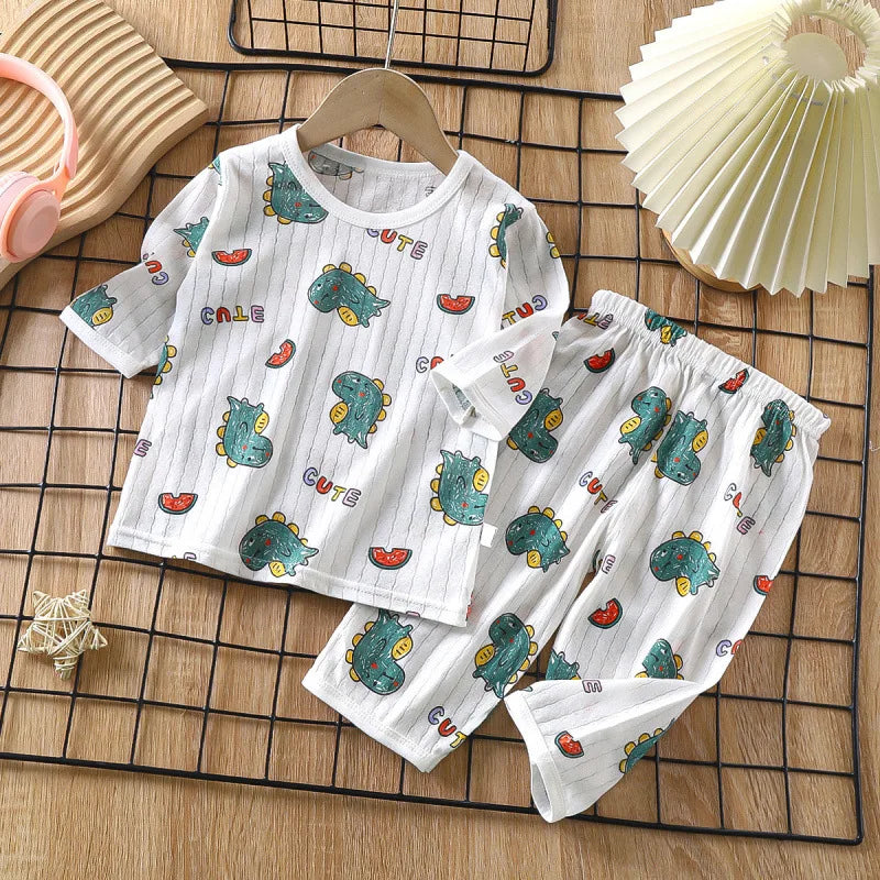 Cotton Kids Pajama Set | Toddler Long Sleeve Cartoon Nightwear