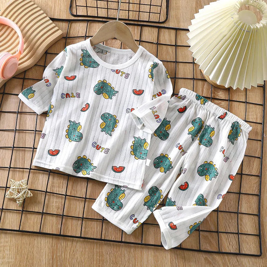 Cotton Kids Pajama Set | Toddler Long Sleeve Cartoon Nightwear Kids Pajama Set Peaceful Pleasures Health and Wellness B 130cm