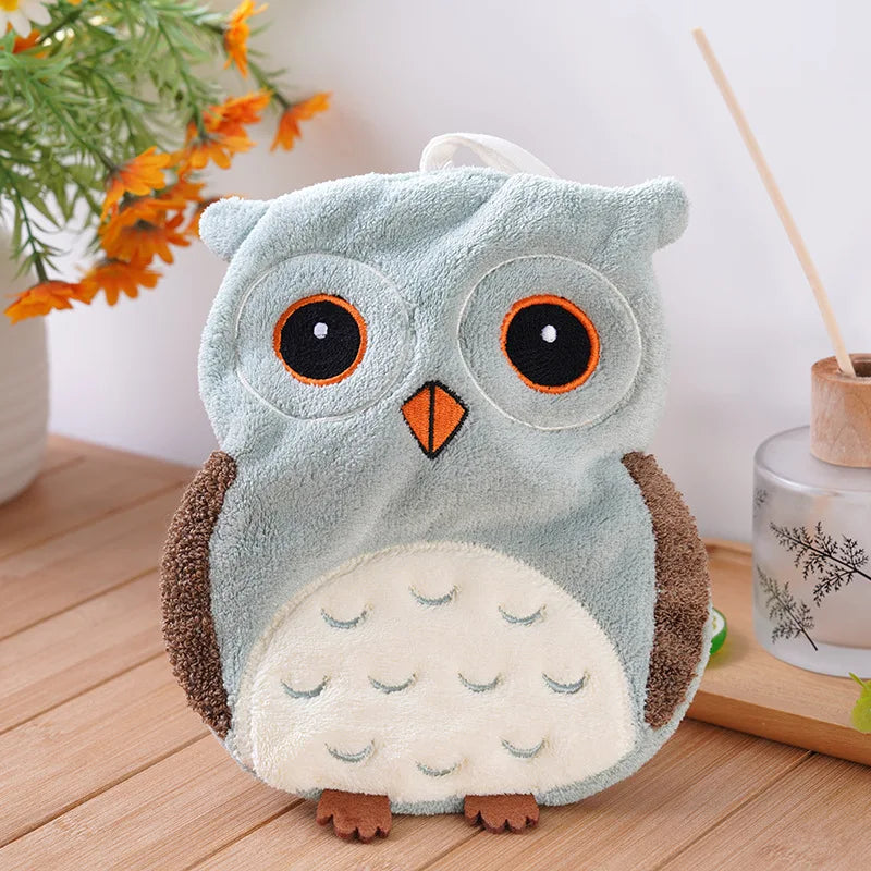 2-Pack of Randomly Designed Owl-Shaped Bathroom Hand Towels, Hangable Hand Towels from the Owl Series, Non-Shedding, Non-Smelling, Super Soft Peaceful Pleasures Health and Wellness