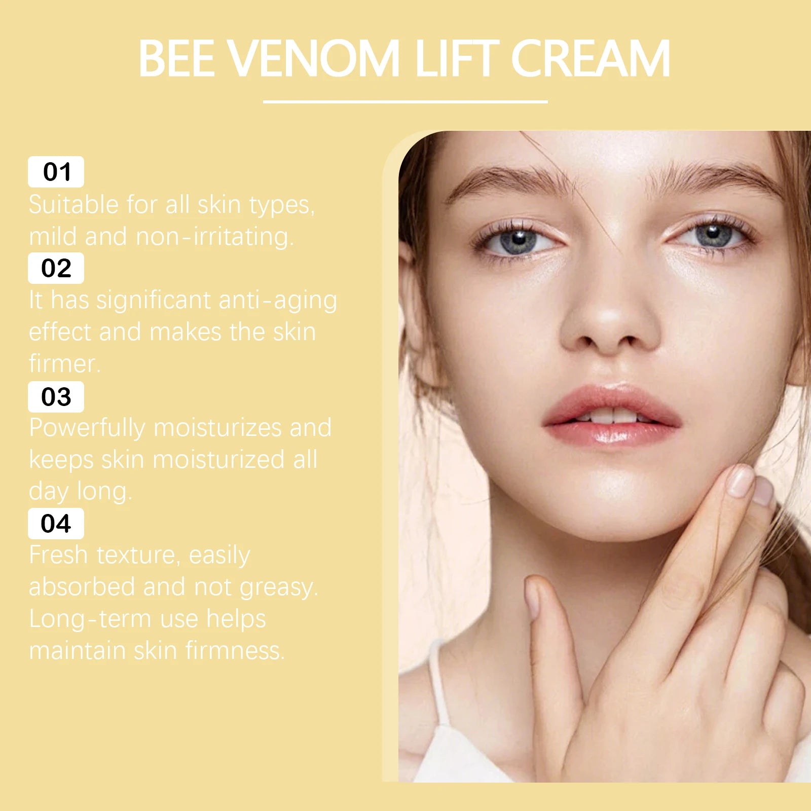Bee Venom Cream for Face Remove Wrinkles Lifting Firming Improve Skin Sagging Tightening Nourishing Repair Facial Skin Care 50ml Peaceful Pleasures Health and Wellness