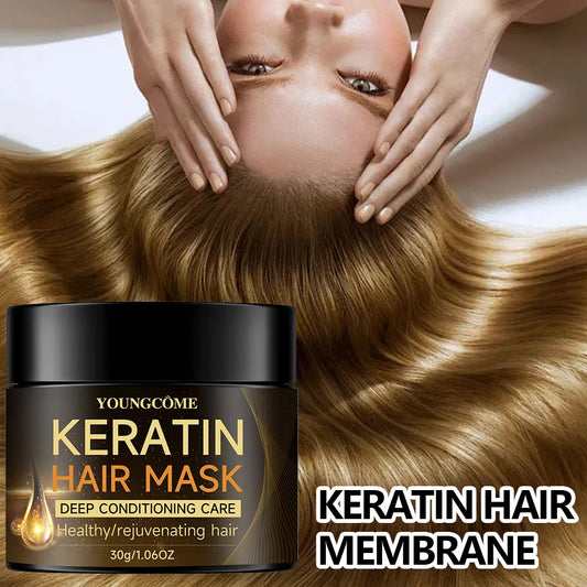 Keratin Hair Mask Moisturizer Conditioner Soft Smooth Frizz Damaged Hair Care Repair Damaged Hair Restore Shine Hair Mask Peaceful Pleasures Health and Wellness 30g