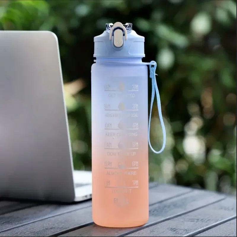 700ml Inspirational Outdoor Sports Water Cup With Time Scale And Drop-Resistant Lid - Portable And Fashionable Peaceful Pleasures Health and Wellness