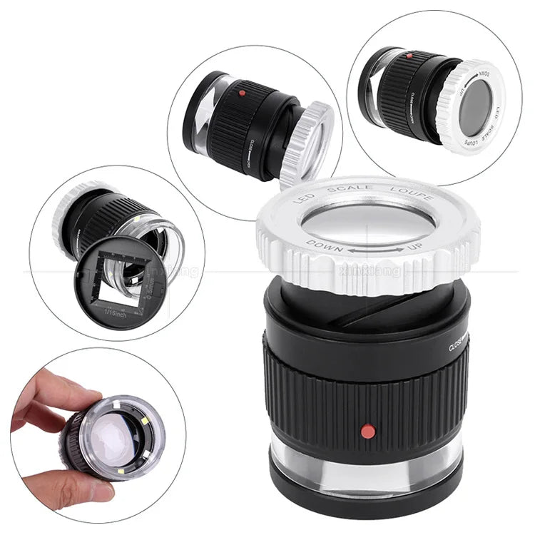 30X Magnifier Cylindrical Scale Optical Glass Lens Focusing High-Definition Magnifying Glass Antique Jewelry Peaceful Pleasures Health and Wellness WHITE 30x