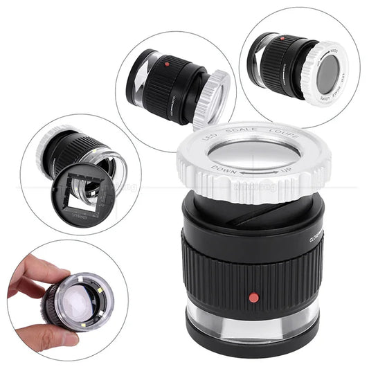 30X Magnifier Cylindrical Scale Optical Glass Lens Focusing High-Definition Magnifying Glass Antique Jewelry Peaceful Pleasures Health and Wellness WHITE 30x