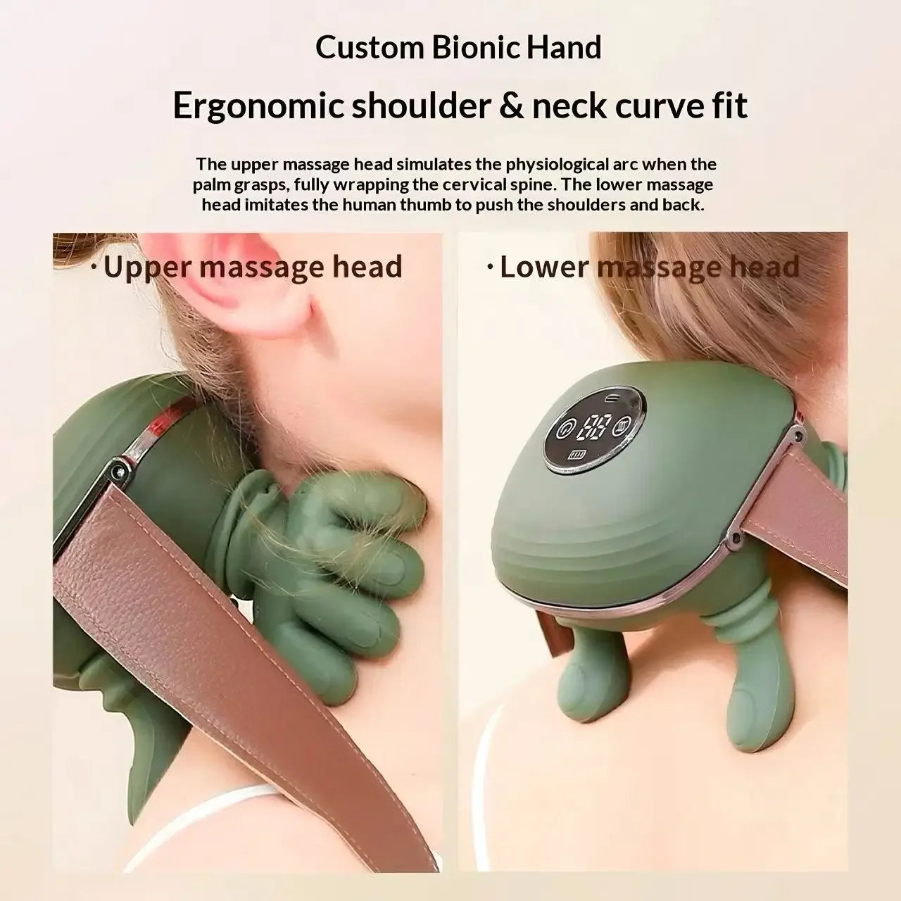 LCD Display Neck Shoulder Massager Simulated Hand Kneading Cervical Spine Massager Relax Trapezius Muscle Full Body Massage Peaceful Pleasures Health and Wellness