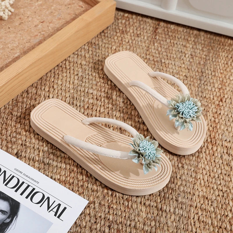 Women's Floral Flip Flops | Thick Sole Beach Sandals – JPNTKY
