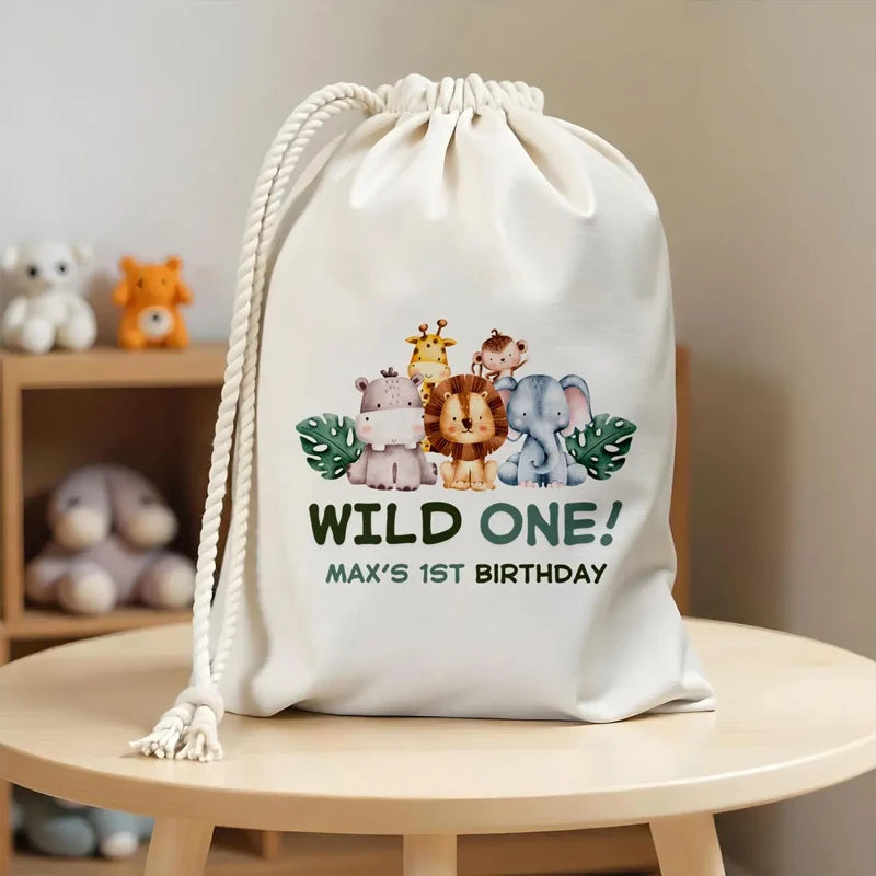 Personalized Wild One Jungle Birthday Favor Bags – Set of 4 Party Favor Bags Peaceful Pleasures Health and Wellness