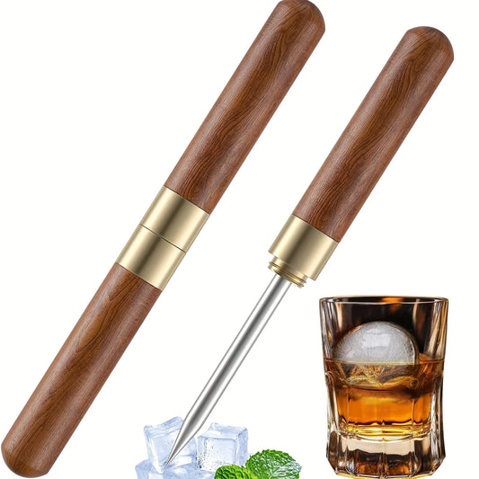Stainless Steel Ice Picks with Safety Cover, Non-Slip Wooden Handle Ice Breaker Tool for Kitchen, Bars, Bartender, Camping Peaceful Pleasures Health and Wellness