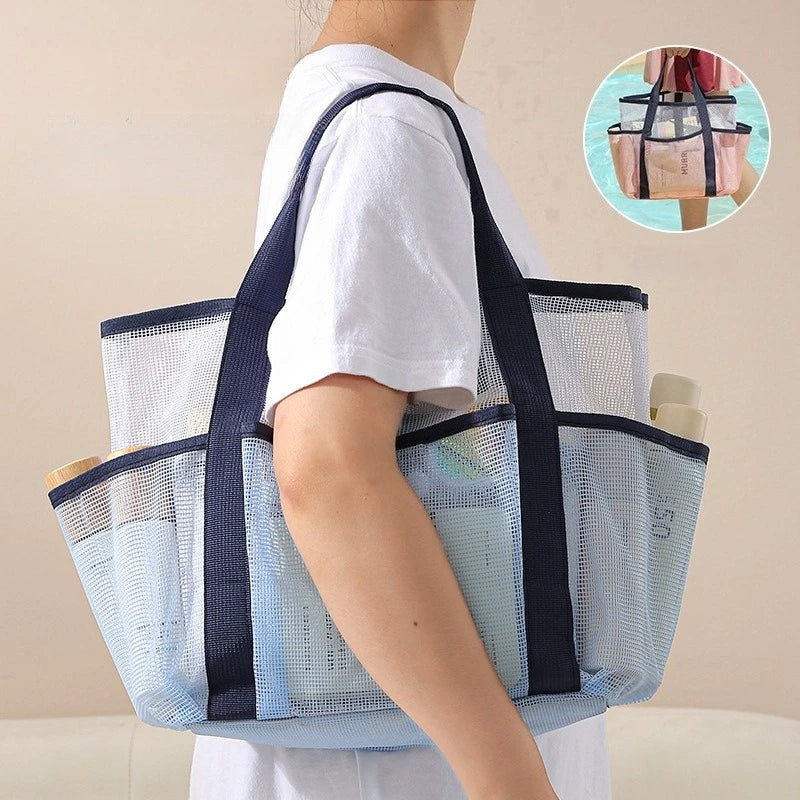 Large Mesh Beach Bag | Wet Dry Tote & Shower Organizer Mesh Tote Bag Peaceful Pleasures Health and Wellness