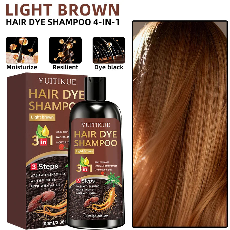 YUITIKUE Light Brown Hair Dye Shampoo 3-in-1 Gray Coverage Hair Dye Shampoo Peaceful Pleasures Health and Wellness