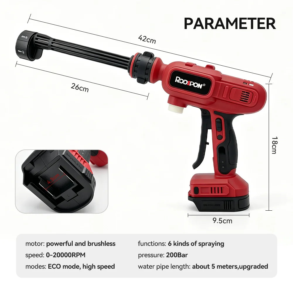 200Bar Electric Car Washer Gun Wireless High Pressure Cleaner Foam Cordless Wash Car Washer for Makita 18V Battery (NO Battery) Peaceful Pleasures Health and Wellness