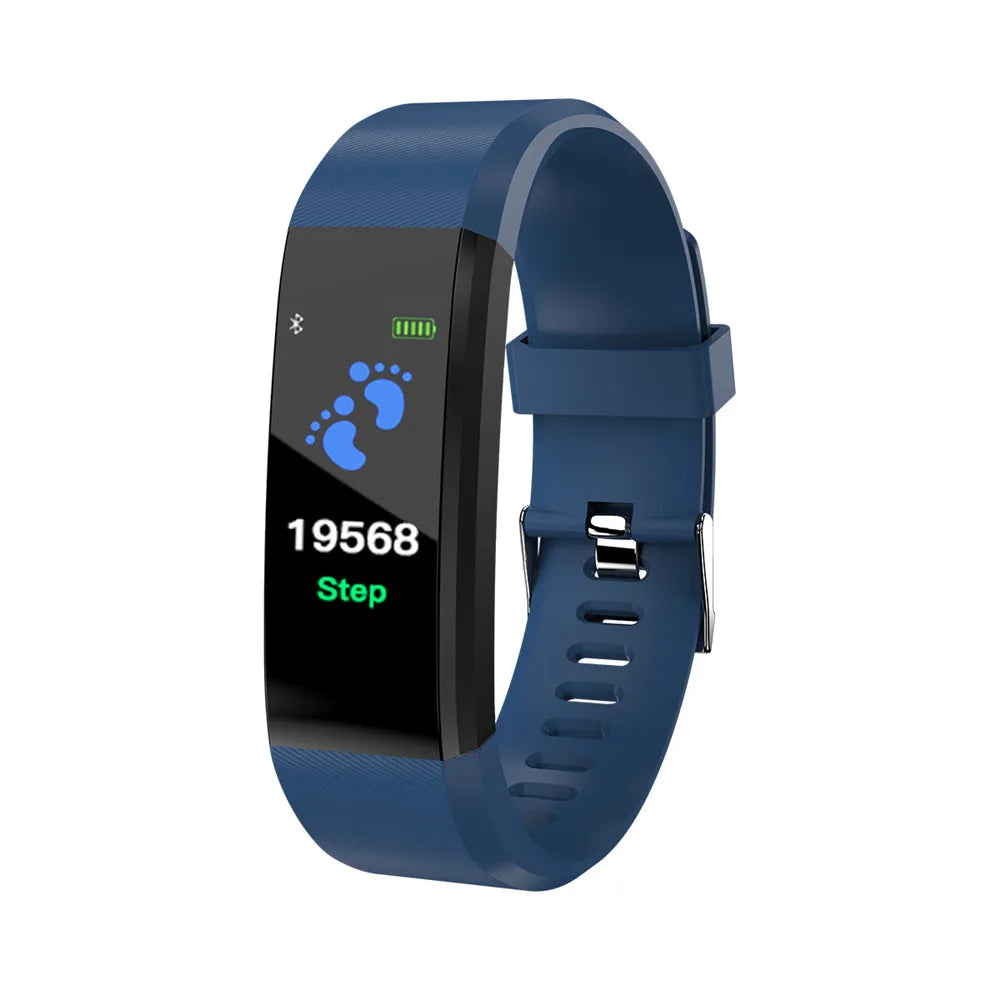 For Fitbit LCD Smartband Watch Fitness Tracke Heart Rate Blood Pressure Smart Bracelet Bluetooth-Compatible Waterproof Wristband Peaceful Pleasures Health and Wellness Blue