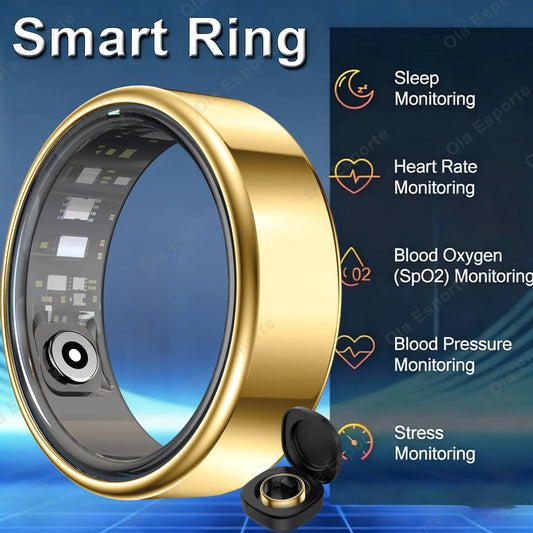 2026 Smart Ring Blood Pressure Heart Rate Sleep Monitoring Smart Ring IP68 & 5ATM Waterproof Multi-sport Mode Smartring Man Wome Peaceful Pleasures Health and Wellness