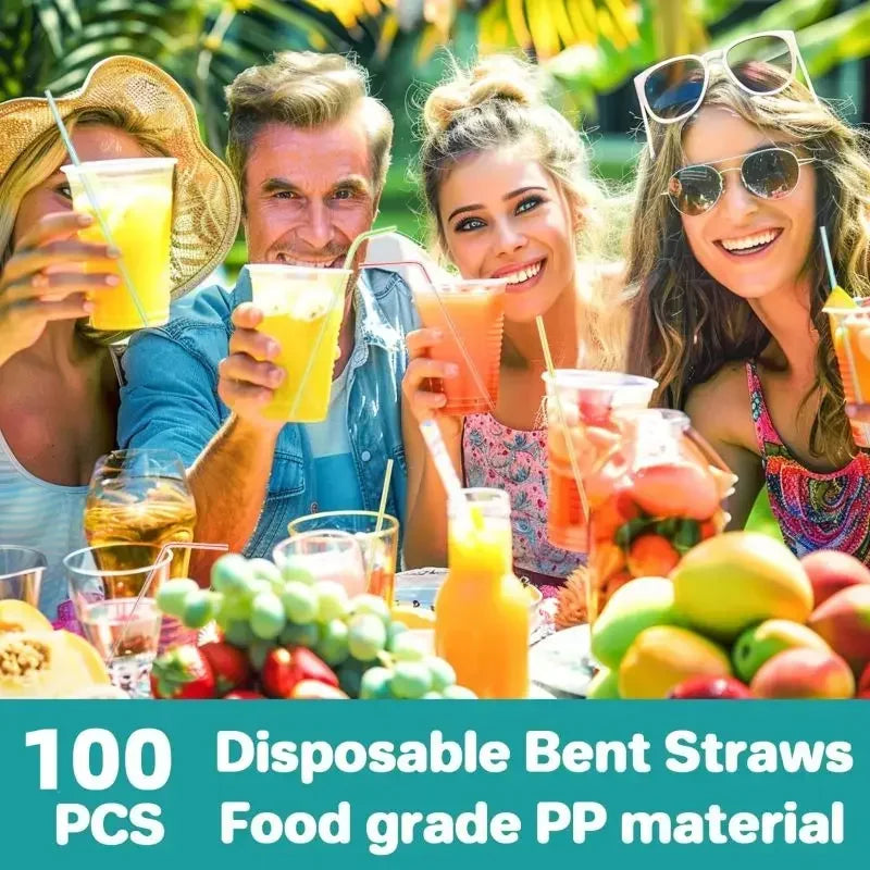 Colorful Flexible Plastic Drinking Straws – Bulk 100–1000 Pack