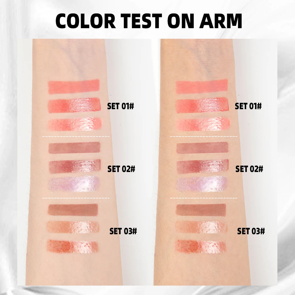 QIBEST 3pcs Multifunctional Makeup Sets Peel Off Lip Stain,Lip Glaze,Shimmer Lip Oil Long Lasting Lip Gloss Tint Cosmetics Kits Peaceful Pleasures Health and Wellness
