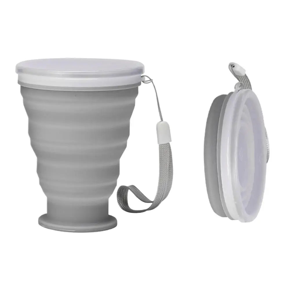 300ml Collapsible Silicone Camping Cup with Lid | Travel Mug